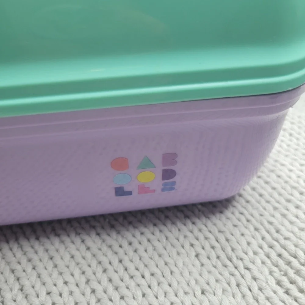 Vintage Caboodles Makeup Case Organizer Teal Lavender Pastel Mirror Storage Box